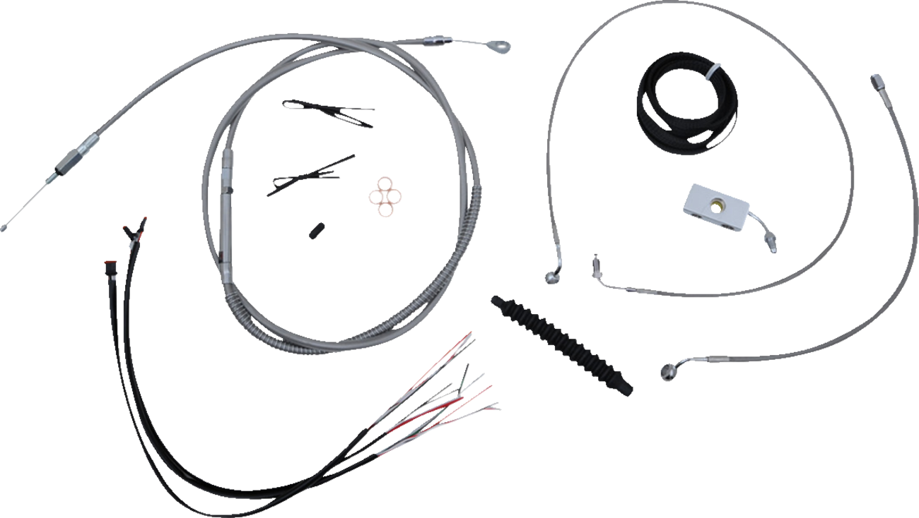 LA CHOPPERS Complete Stainless Braided Handlebar Cable/Brake Line Kit — Cable Kit