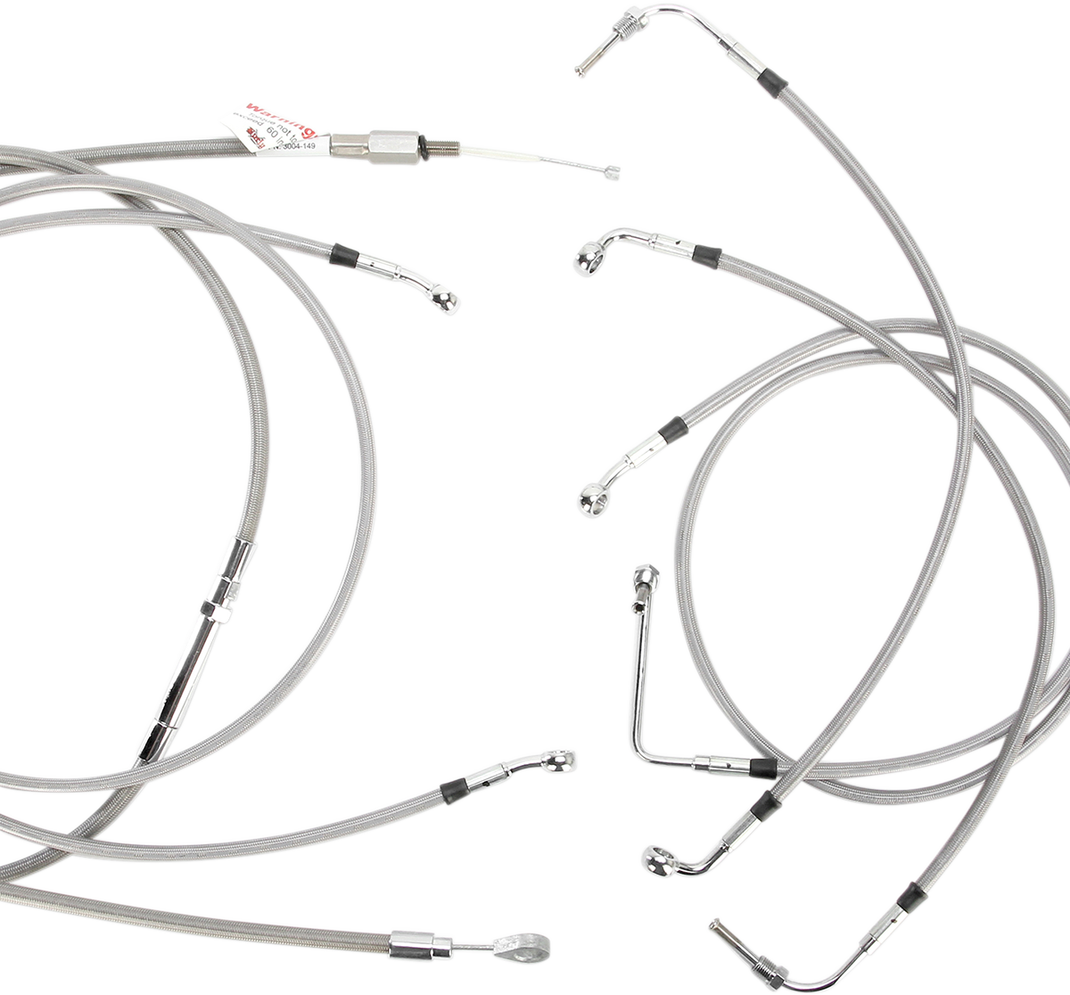 BURLY BRAND Complete Stainless Braided Handlebar Cable/Brake Line Kit - 15" Ape Hangers / '08-'13 FLH 0610-0812
