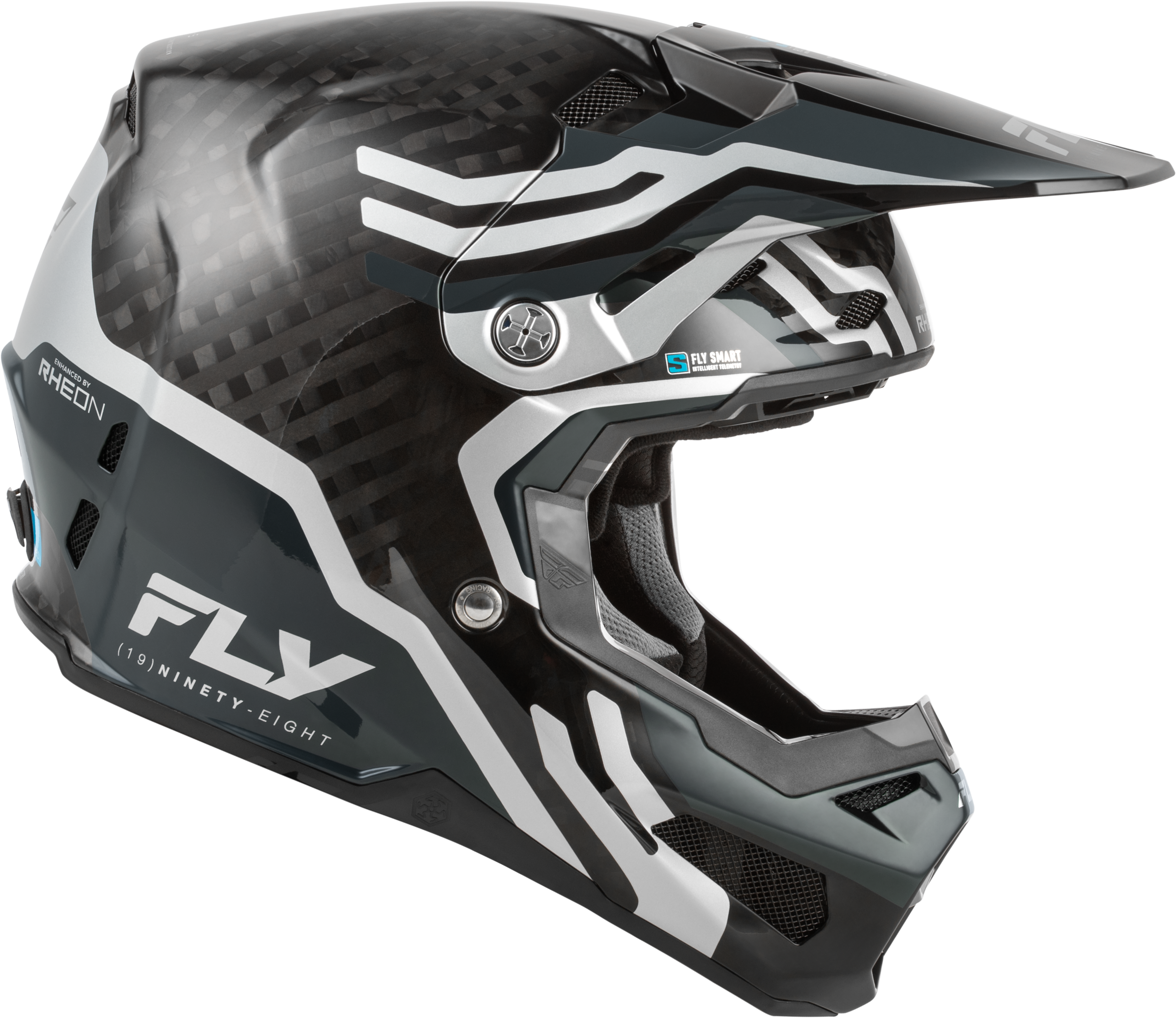 FLY Racing Formula S Carbon Byte Helmet (2026) - Black Carbon / Grey / Silver - View 13