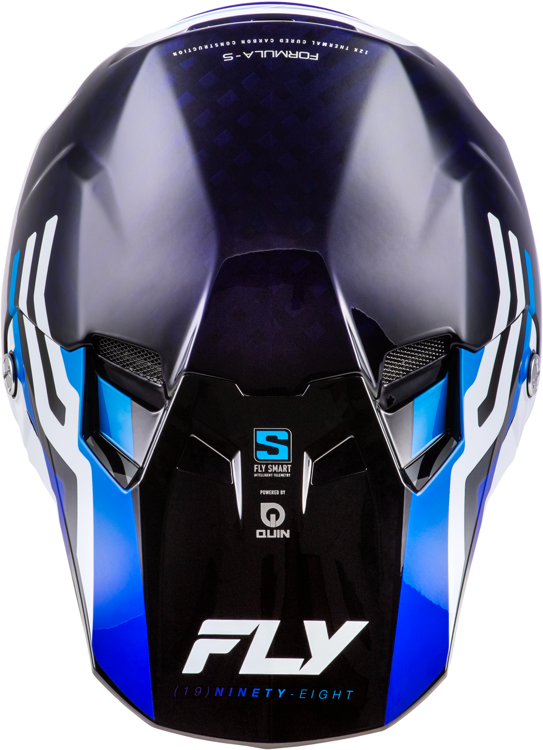 FLY Racing Formula S Carbon Byte Helmet (2026) - Blue Carbon / Blue / White - View 11