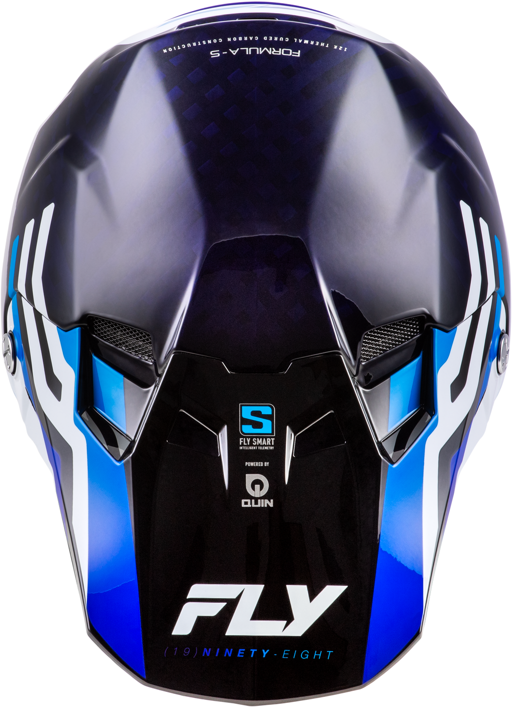 FLY Racing Formula S Carbon Byte Youth Helmet (2026) - Blue Carbon / Blue / White - View 11