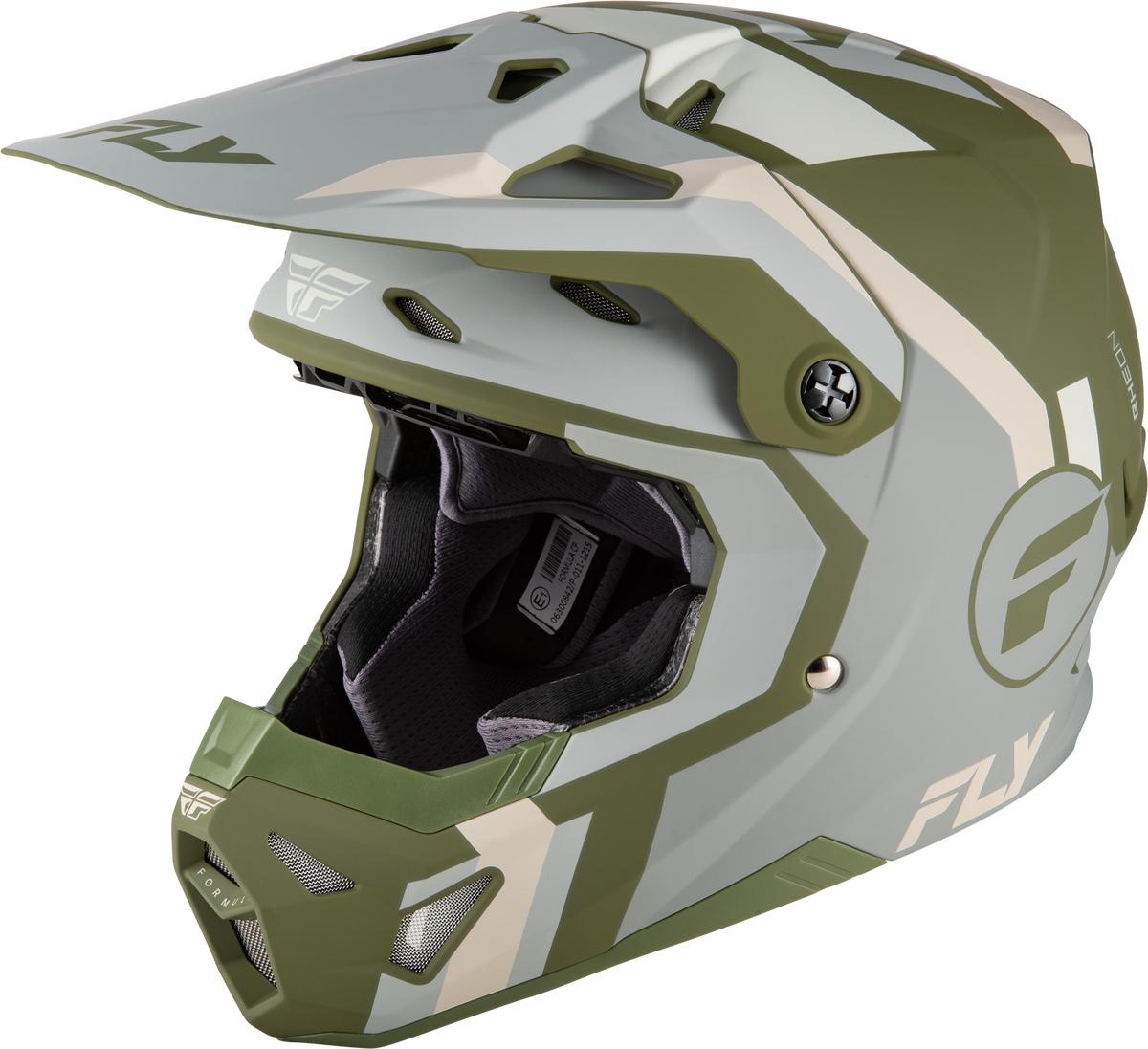 FLY Racing Formula CP Seal Helmet (2026) - Stone / Khaki / Olive - View 3