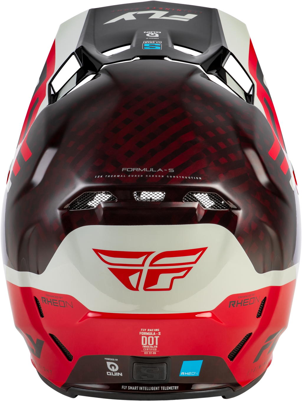 FLY Racing Formula S Carbon Byte Helmet (2026) - Red Carbon / Red / Grey - View 8