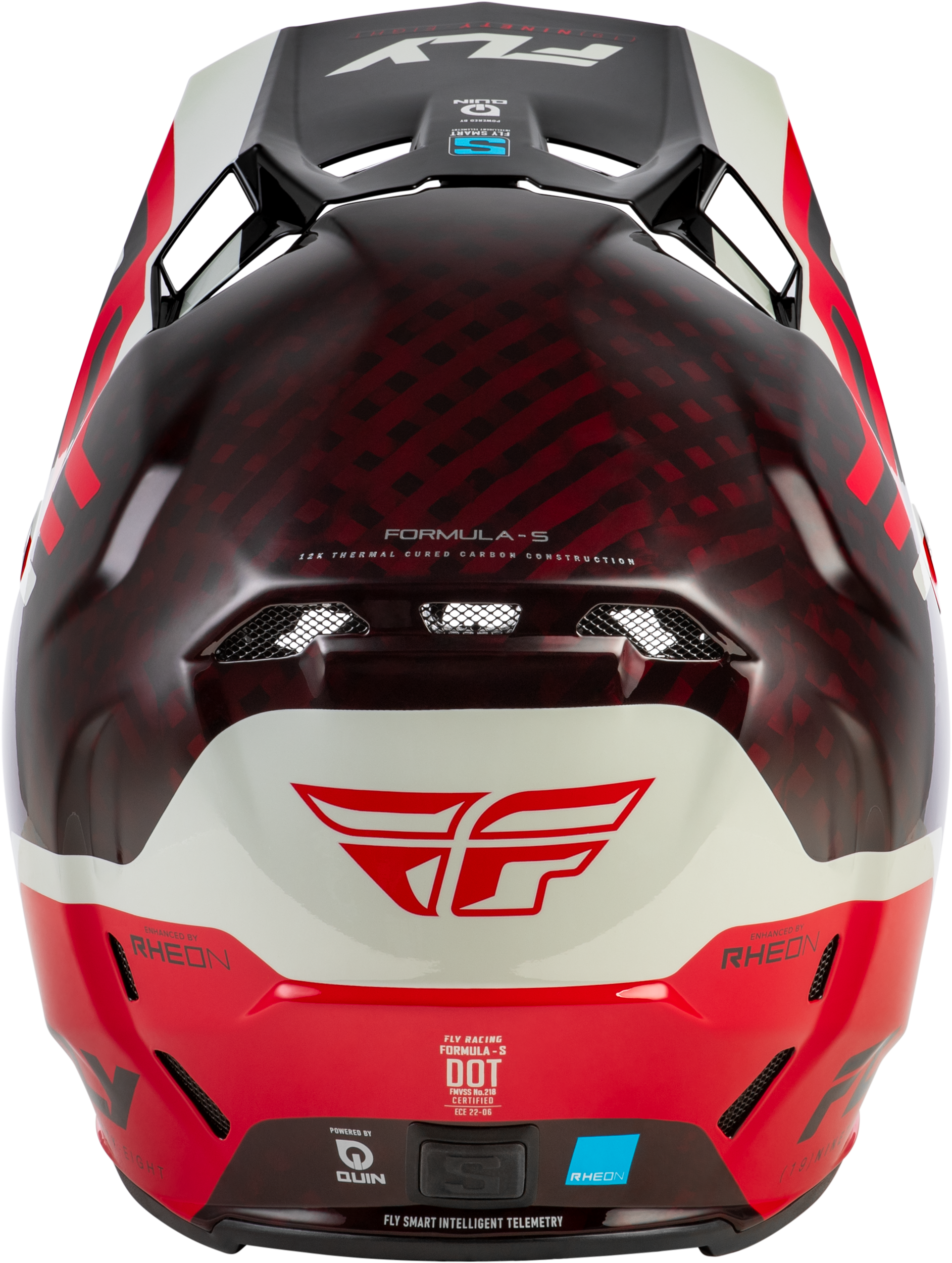 FLY Racing Formula S Carbon Byte Helmet (2026) - Red Carbon / Red / Grey - View 8