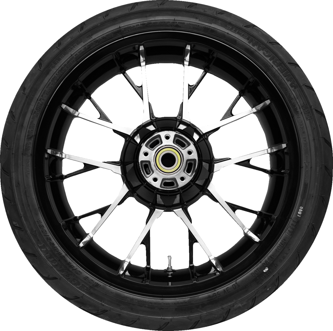 COASTAL MOTO Marlin Rear Wheel - Black Cut (18") | Dunlop AE2 Tire (180/55B18) 0336-0048