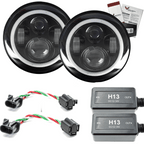 Eagle Lights 7" LED Headlight Kit for Jeeps with White LED Halo Rings - Double Pack