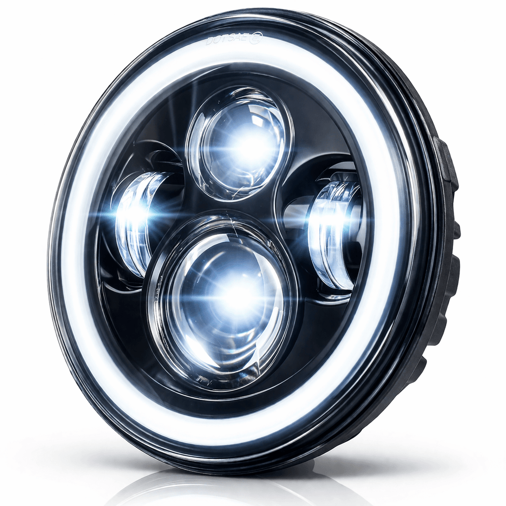 Eagle Lights 7" LED Headlight with LED Halo Ring for Harley-Davidson® and Indian® Motorcycles - Generation I /  Black Kit