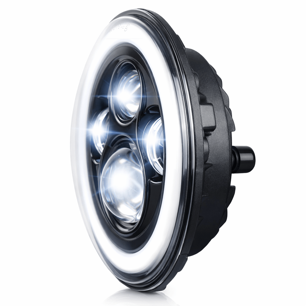 Eagle Lights 7" LED Headlight with LED Halo Ring for Harley-Davidson® and Indian® Motorcycles - Generation I /  Black Kit