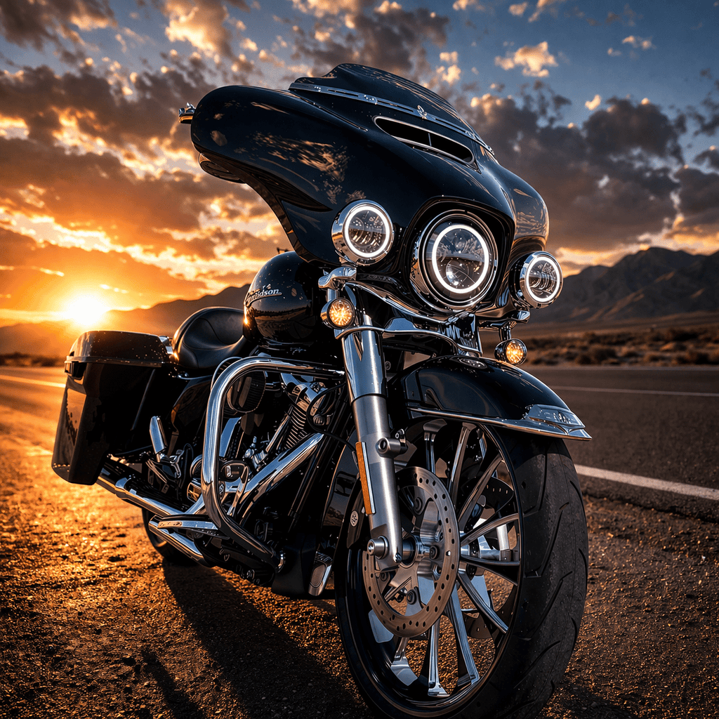 Eagle Lights 7" LED Headlight and 4.5" LED Passing Light Kit with Halo Rings for Harley-Davidson and Indian Motorcycles - Generation I / Black