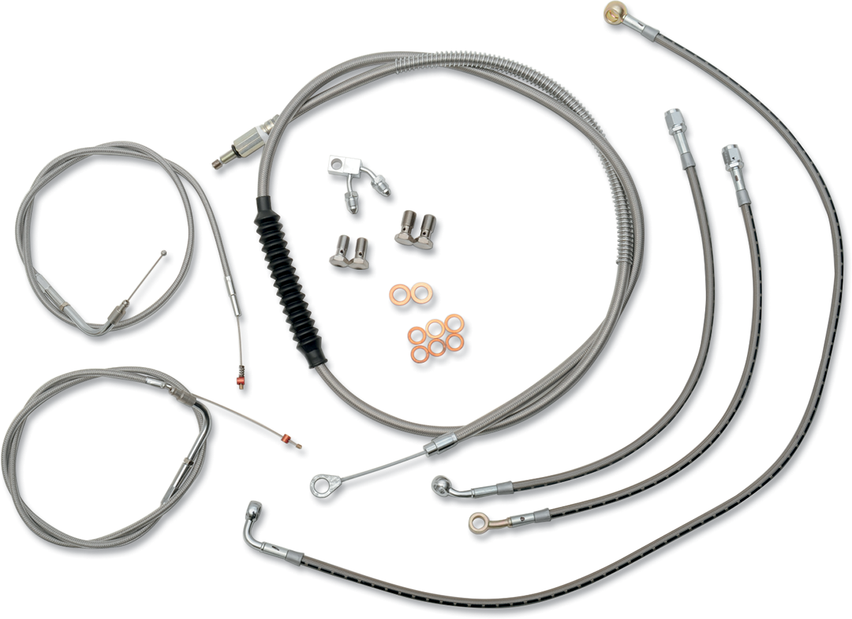 LA CHOPPERS Standard Stainless Braided Handlebar Cable/Brake Line Kit