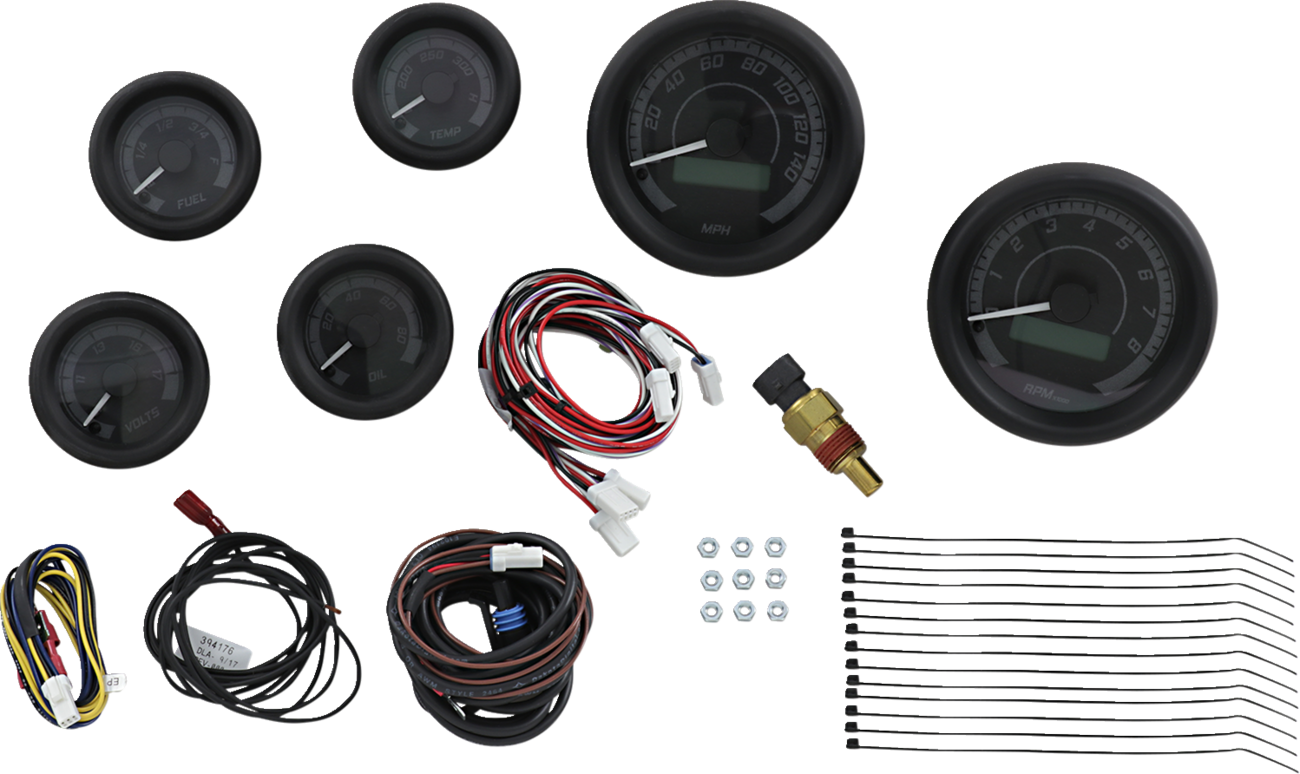 DAKOTA DIGITAL MVX-8K Series Analog/Digital Gauge Kit — 8604KGK Model - MVX-8K Series Analog/Digital 6-Gauge Kit / Black Bezel / Black Face with Gray Background 2212-0437