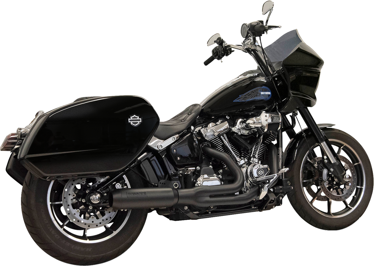 2-into-1 Exhaust System with Superbike Muffler - 4" - Black - Softail M8