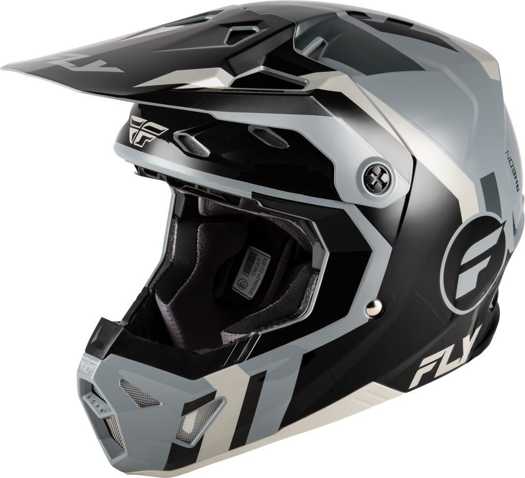 FLY Racing Formula CP Seal Helmet (2026) - Black / Grey / Light Grey - View 1