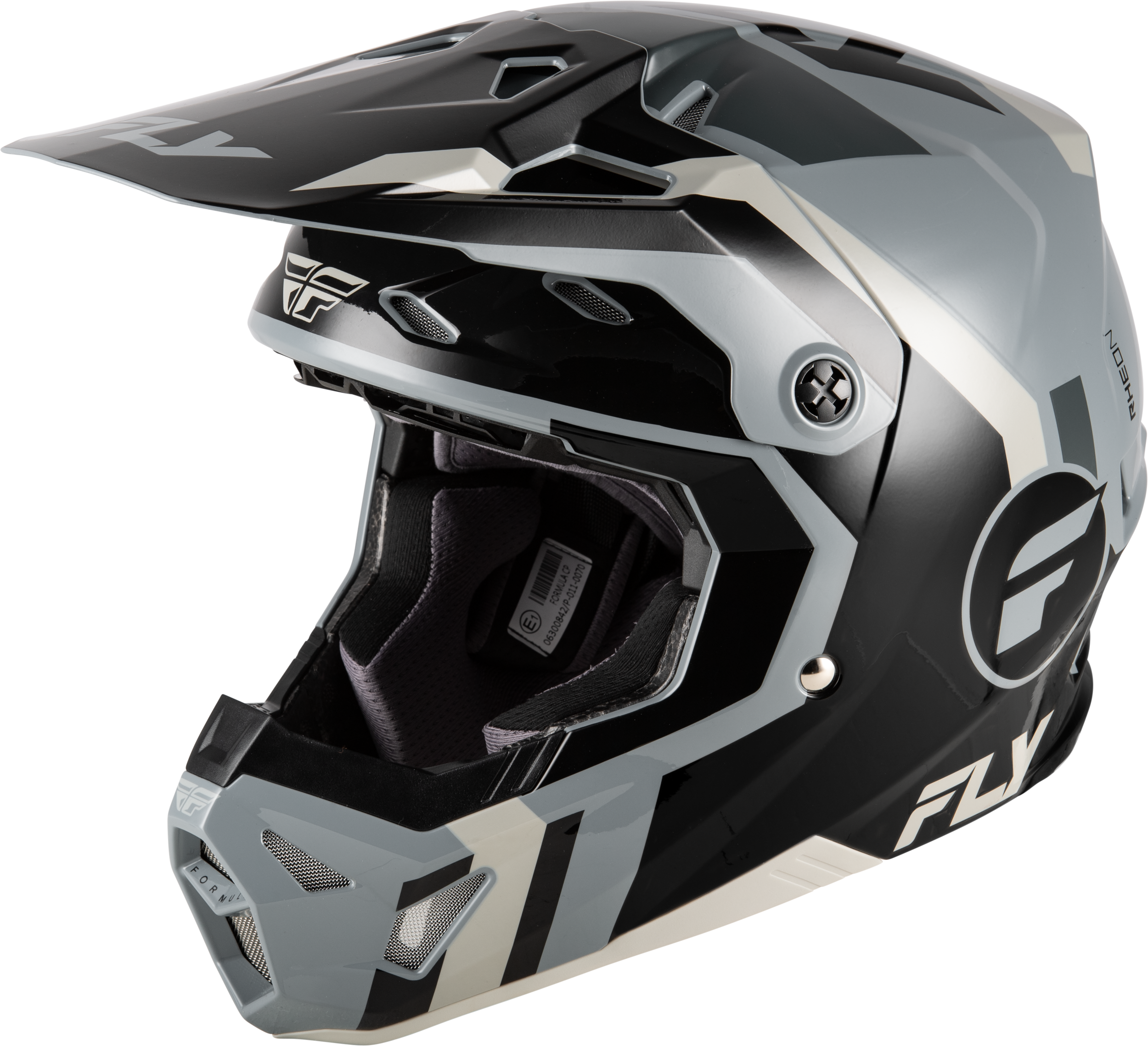 FLY Racing Formula CP Seal Helmet (2026) - Black / Grey / Light Grey - View 1