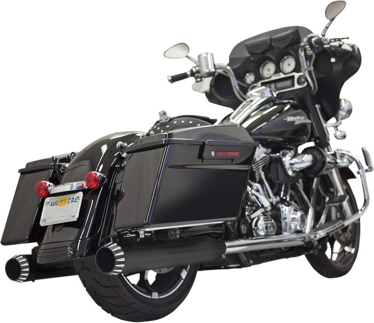 BASSANI XHAUST Quiet DNT® Slip-On Mufflers - 4" - Megaphone - Black with Black End Cap - '95-'16 FL 1F7QNT5B