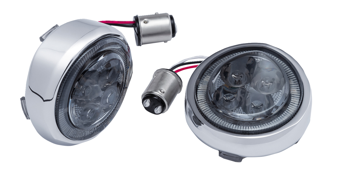 CIRO Turn Signal Insert - Red LED / Smoke Lens / Chrome 2040-2857
