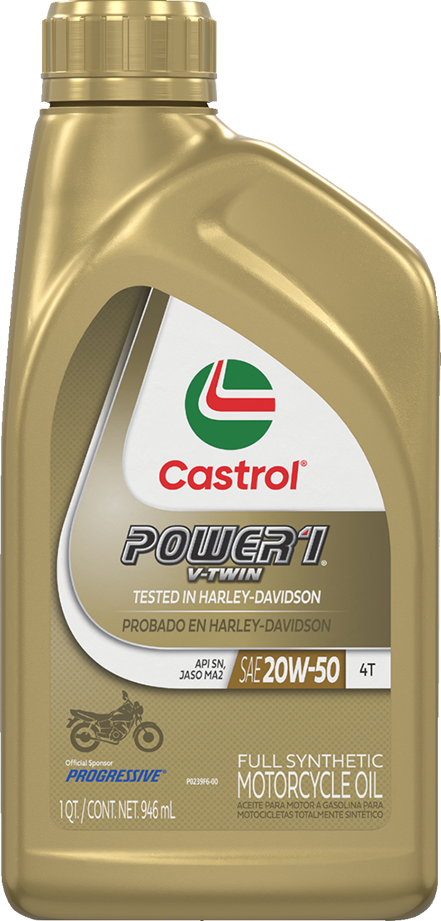 CASTROL Power 1® Synthetic Engine Oil - V-Twin / 20W-50 / 1 US quart 3601-0363