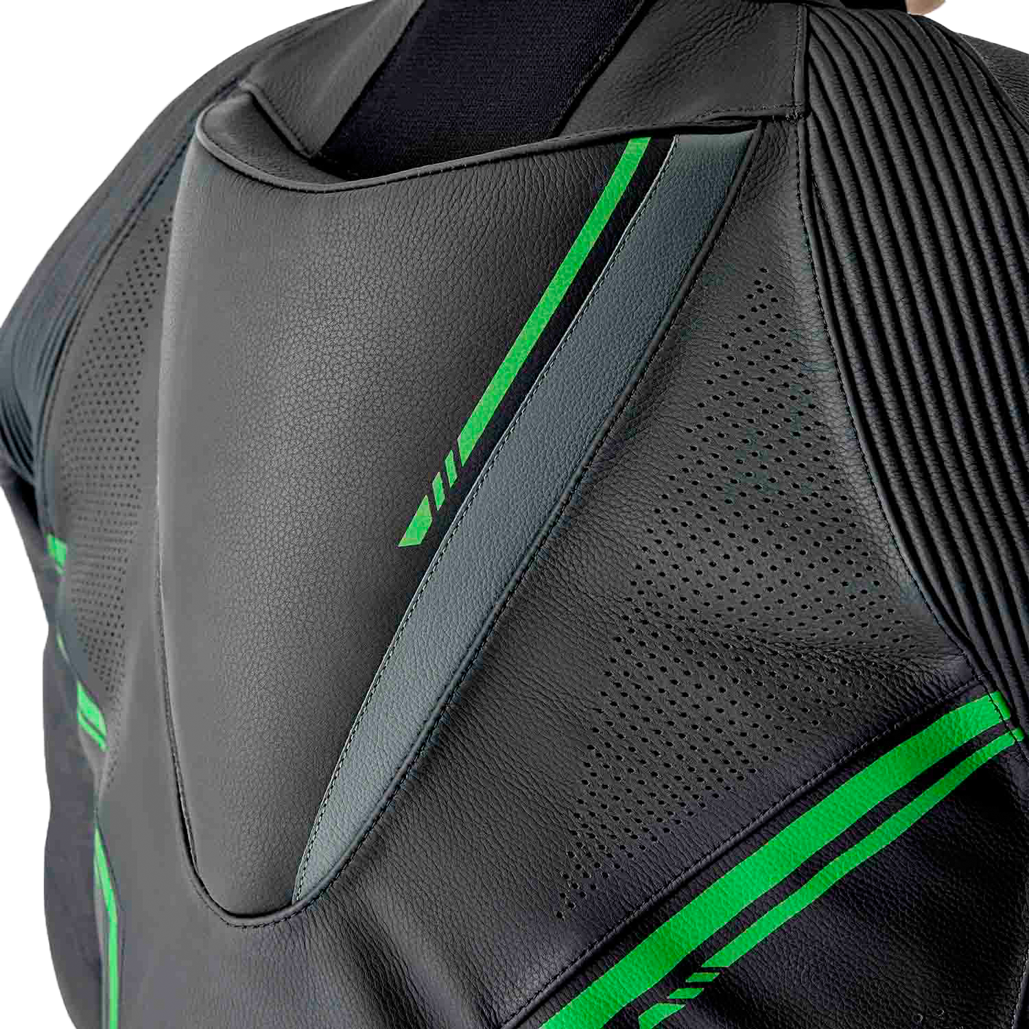 RST S1 D3O Leather Suit - Black / Grey / Fluorescent Green - View 26