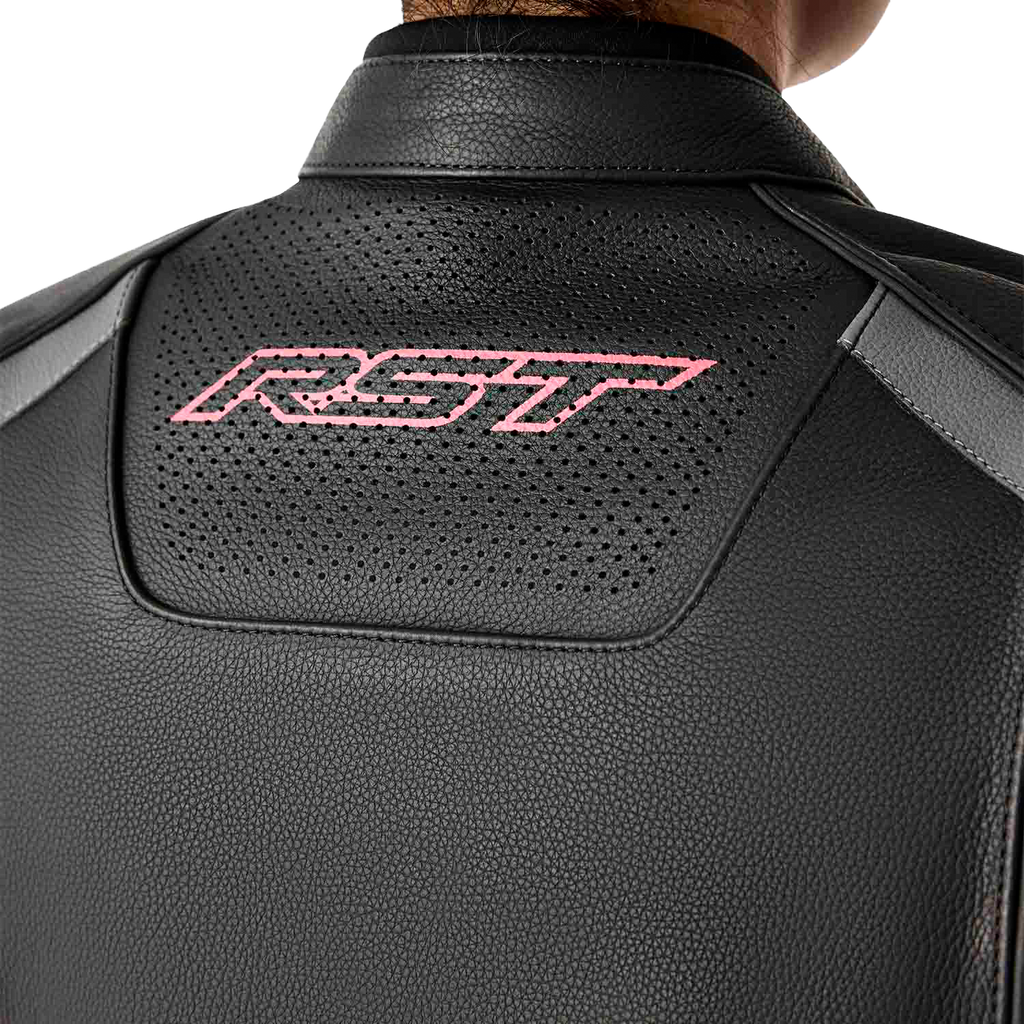 RST S-1 CE Women's Leather Jacket - Black / Fluorescent Pink - View 5