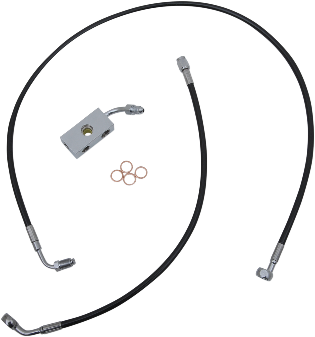 LA CHOPPERS Black Braided Brake Line Kit - Brake Line / 12" / 14" Ape Hanger Handlebars / Black 1741-5489