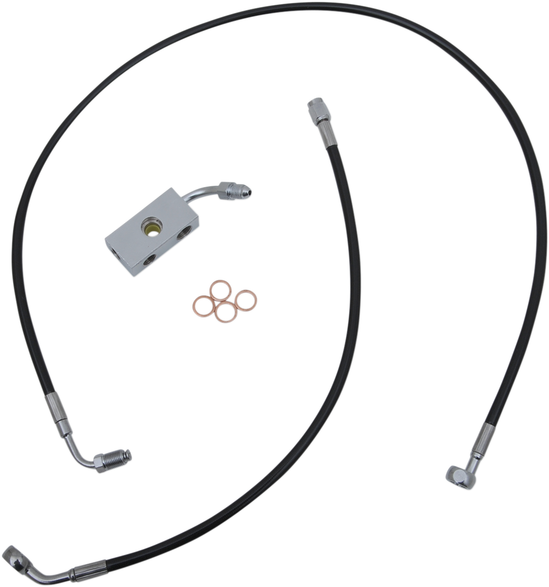 LA CHOPPERS Black Braided Brake Line Kit - Brake Line / 15" / 17" Ape Hanger Handlebars / Black 1741-5492