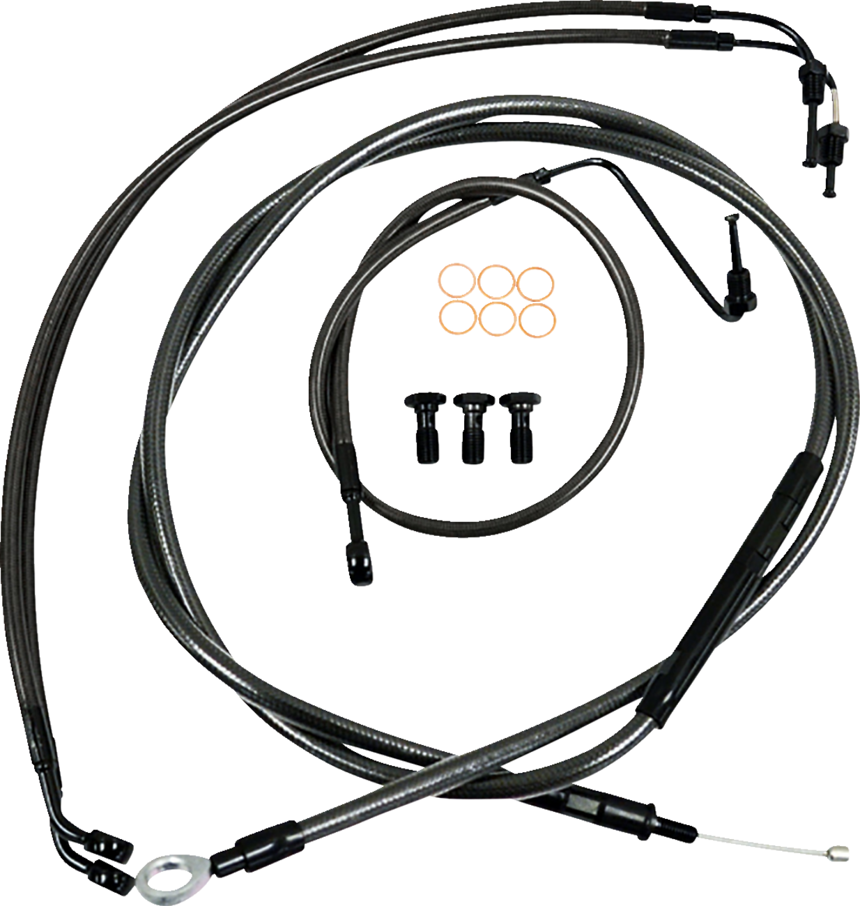 LA CHOPPERS Standard Midnight Braided Handlebar Cable/Brake Line Kit — Ape Hanger