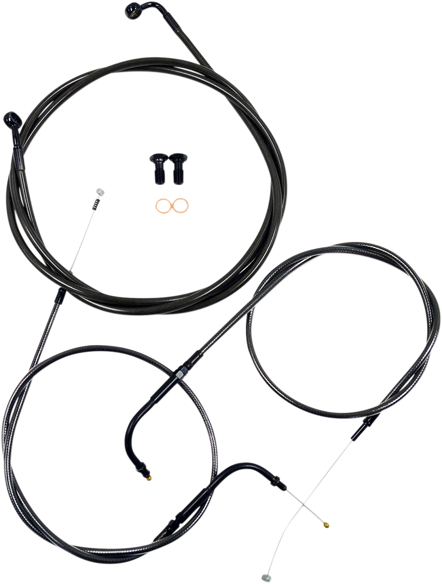 LA CHOPPERS Standard Midnight Braided Handlebar Cable/Brake Line Kit — Ape Hanger