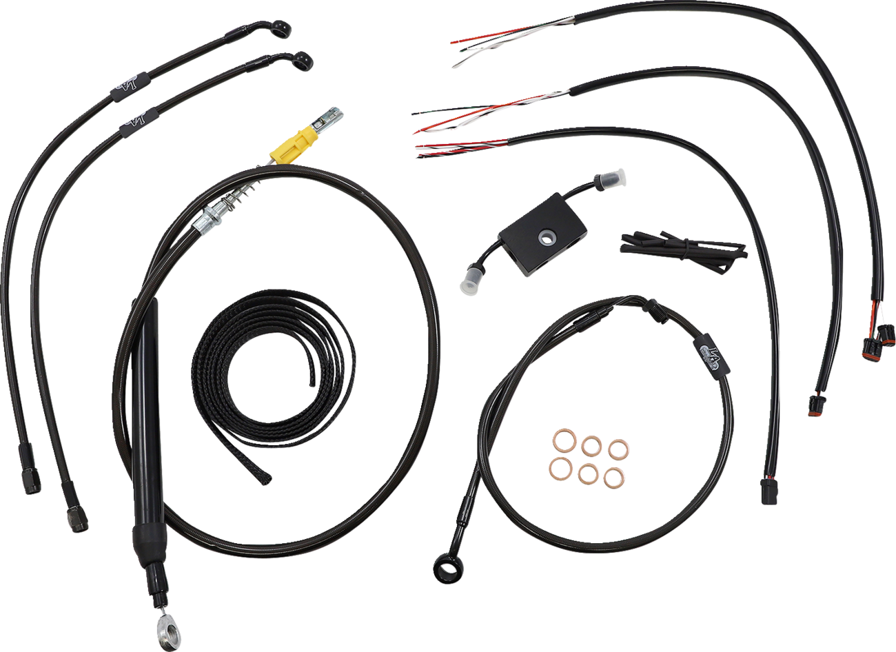 LA CHOPPERS Complete Midnight Braided Handlebar Cable/Brake Line Kit — Standard