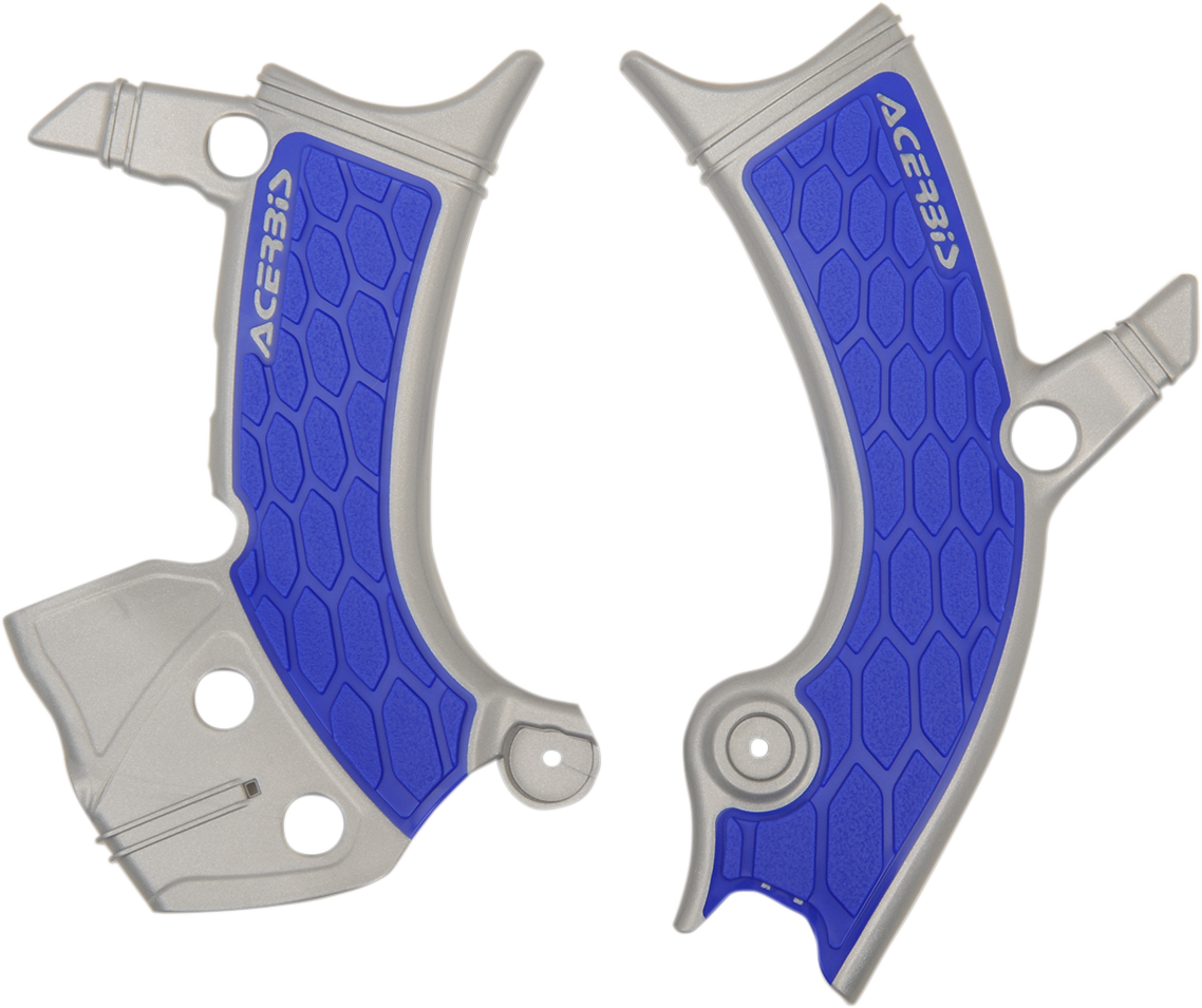 ACERBIS X-Grip Frame Guards - Silver/Blue / Yamaha 0505-1655