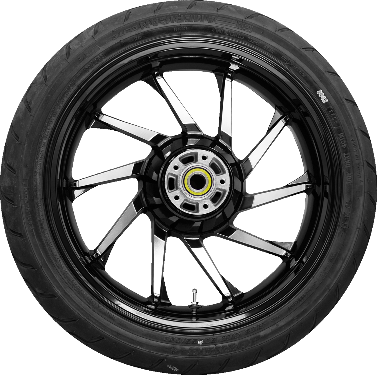 COASTAL MOTO Hurricane Rear Wheel - Black Cut (18") | Dunlop AE2 Tire (180/55B18) 0336-0053