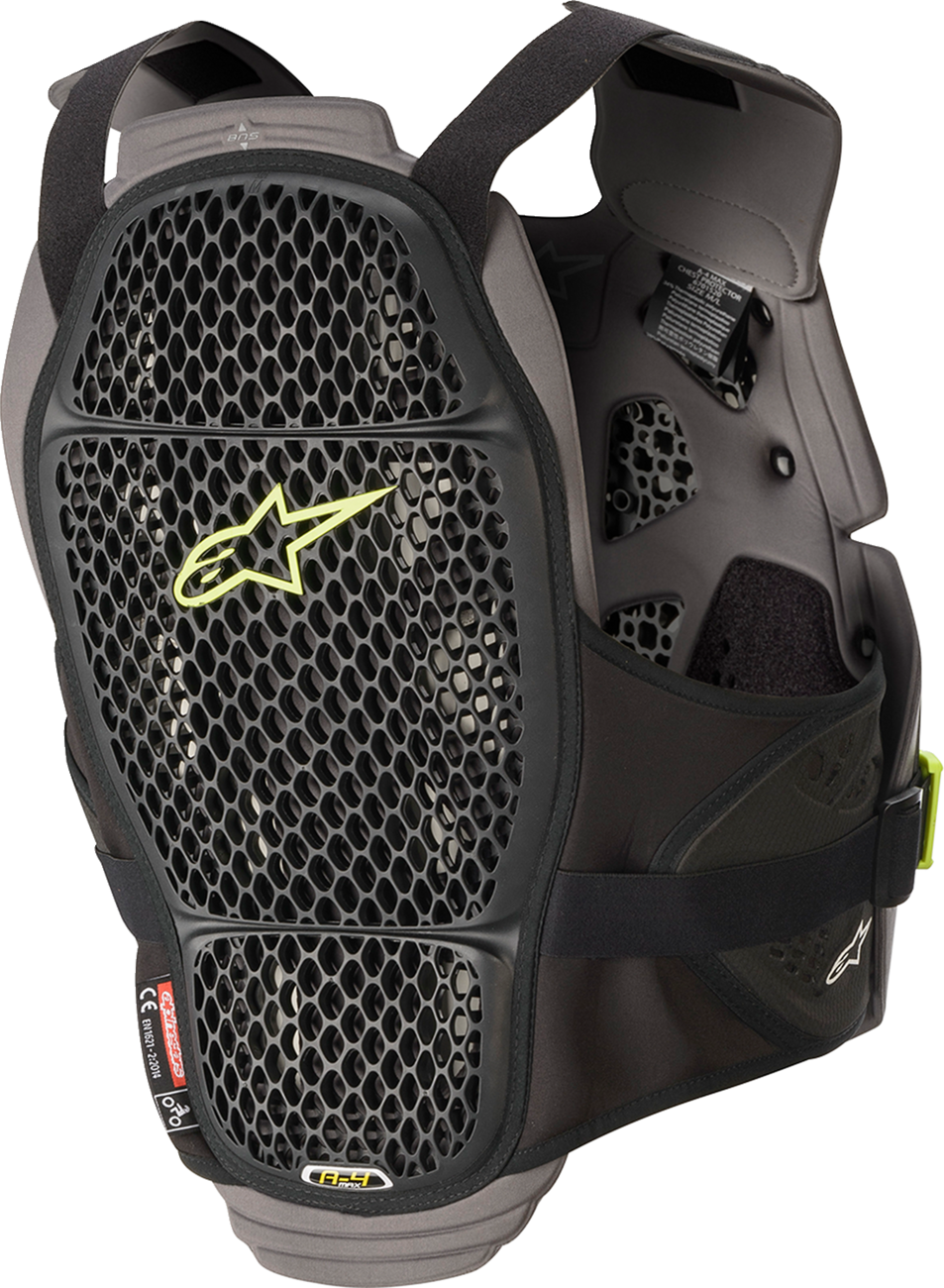ALPINESTARS A-4 Max Chest Guard - Black/Anthracite/Yellow Fluo / XS/S 2701-0979