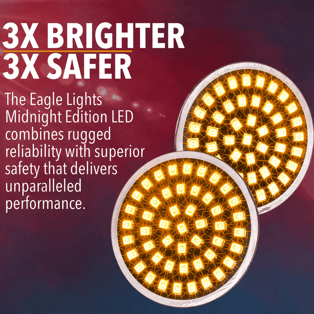 Eagle Lights Midnight Edition Generation II Amber LED Premium Rear Turn Signals - 1156 Base