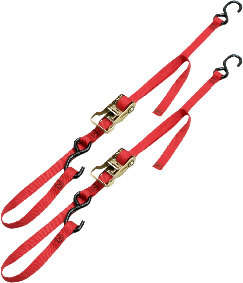 ANCRA Integra Rat Pak Tie-Downs Straps - Ratchet / 1" x 6' / Red 3920-0005