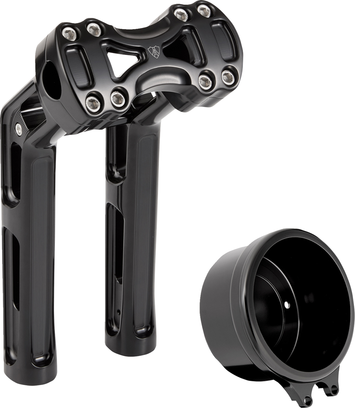 ARLEN NESS Wayback Risers - 10" / Softail / 4" Round Gauge / Black 0602-1656