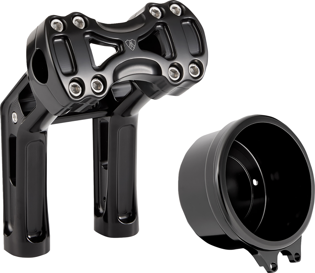 ARLEN NESS Wayback Risers - 7" / Softail / 4" Round Gauge / Black 0602-1657