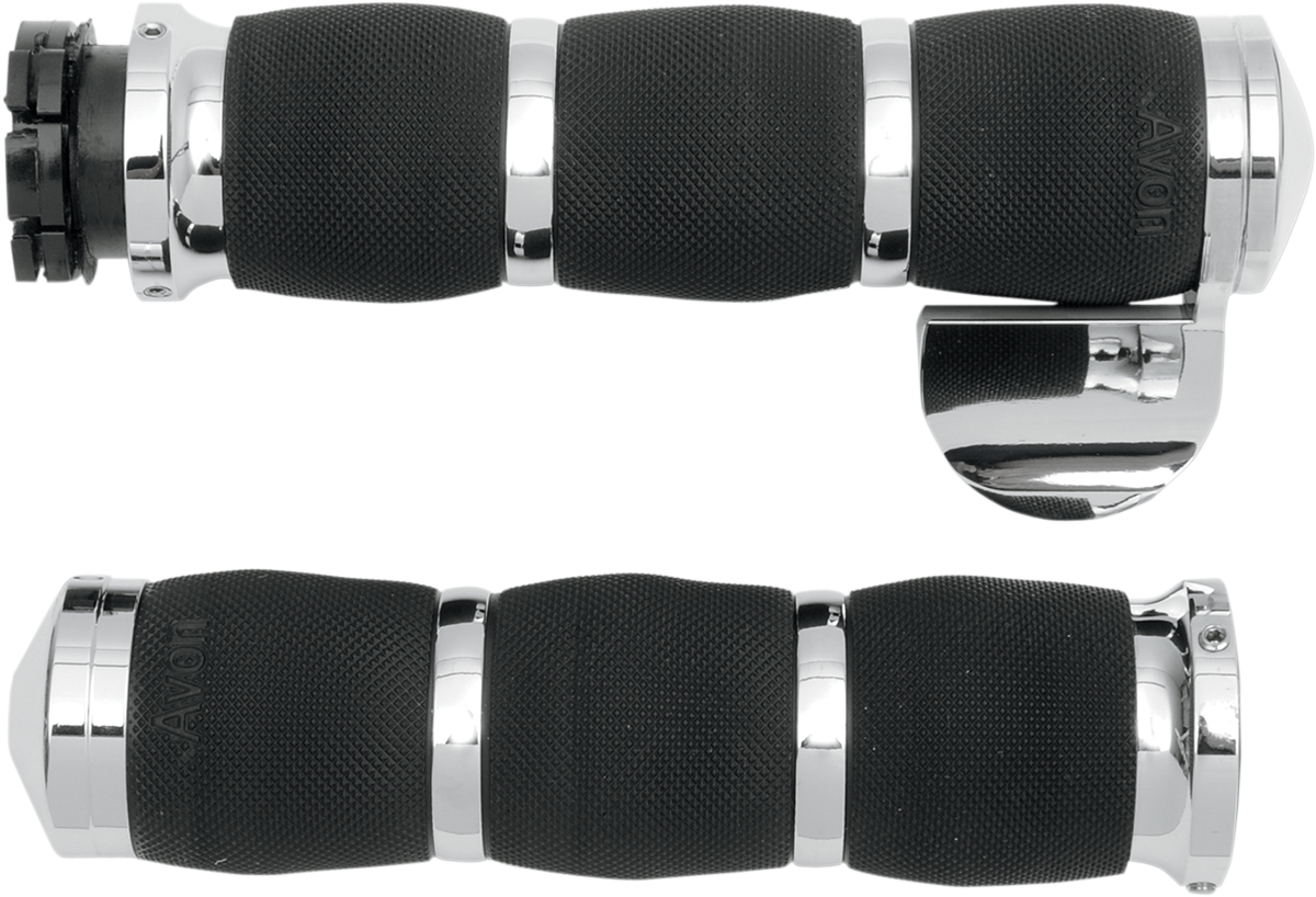 AVON GRIPS 3-Ring Air Cushioned Grips - Throttle Boss / Chrome 0630-0846