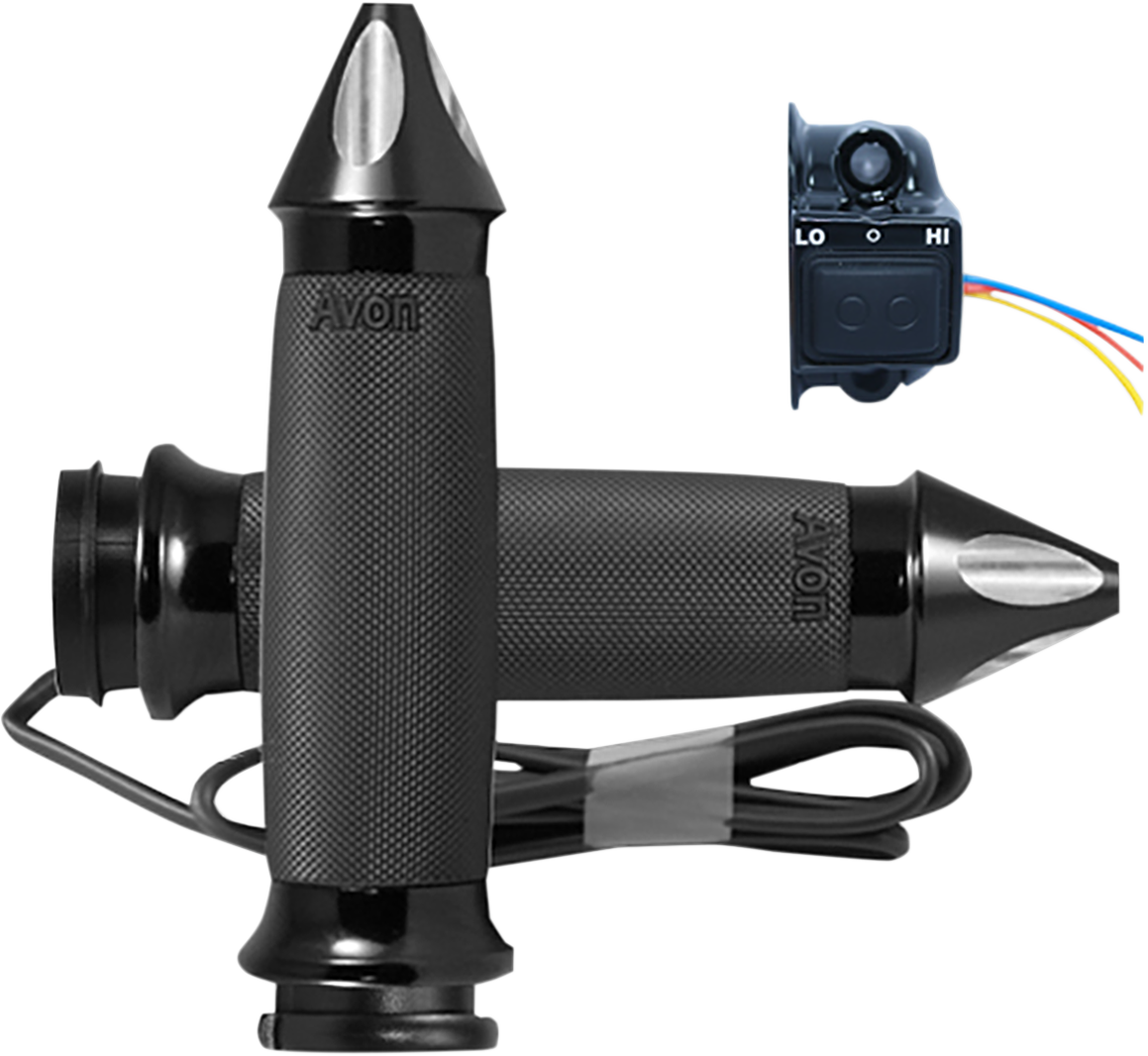 AVON GRIPS Heated Grips - Custom Contour / Spike / TBW / Black 0631-0202