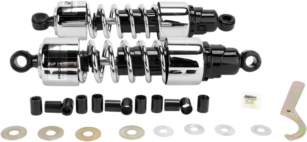 PROGRESSIVE SUSPENSION 412 Series Cruiser Shocks — Heavy Duty/Standard - Shocks / 13" / 412 Cruiser Series / Chrome / Standard/Heavy Duty PS-4213C