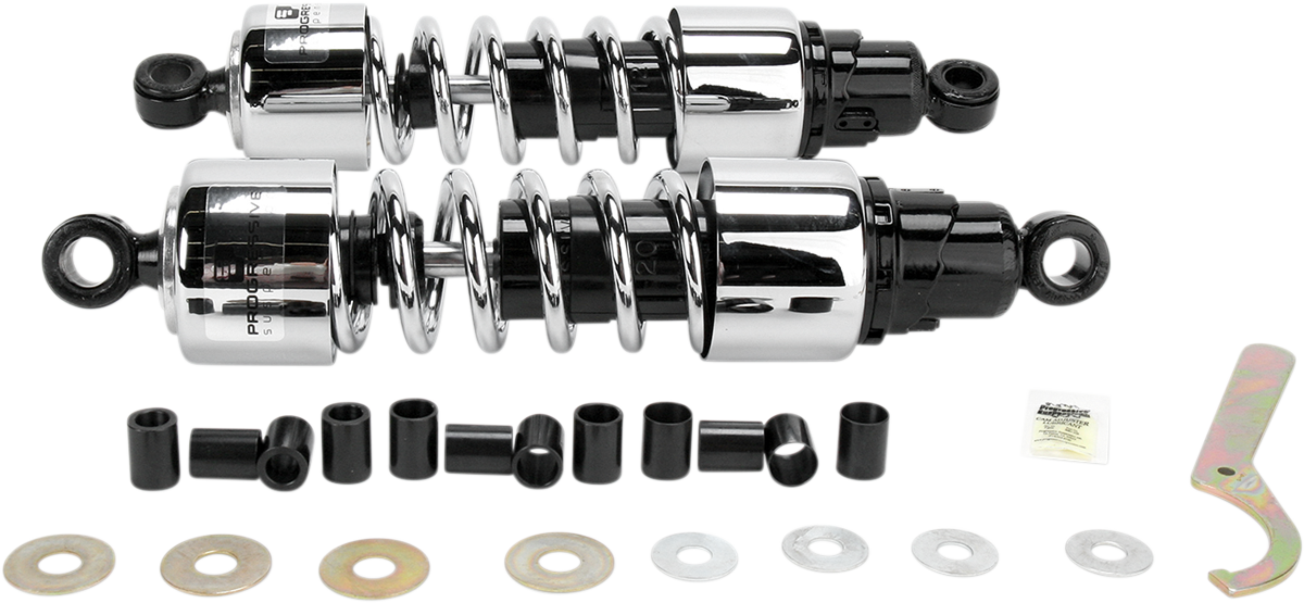 PROGRESSIVE SUSPENSION 412 Series Cruiser Shocks — Heavy Duty/Standard - Shocks / 13" / 412 Cruiser Series / Chrome / Standard/Heavy Duty PS-4213C