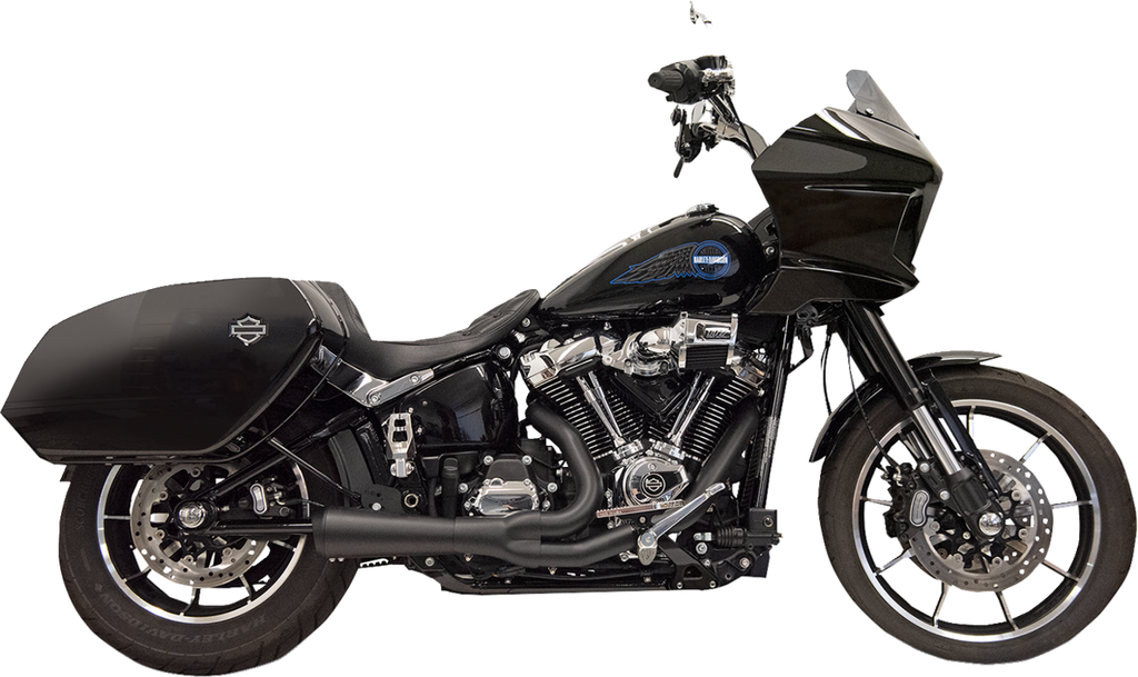 2-into-1 Ripper Exhaust System with Megaphone Muffler - Short - Black - M8 Softail