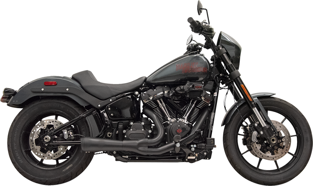 2-into-1 Ripper Exhaust System with Megaphone Muffler - Short - Black - M8 Softail