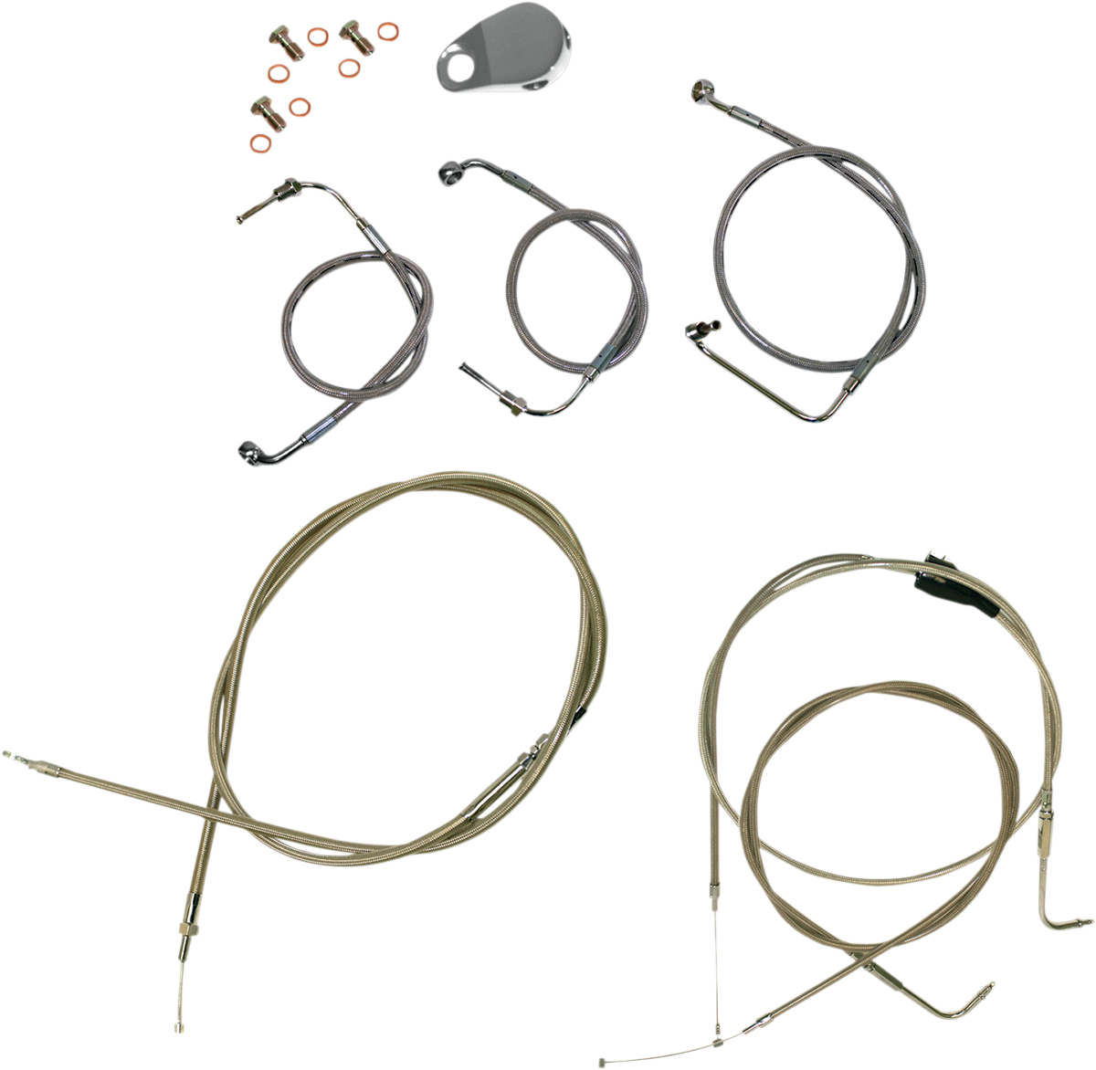 LA CHOPPERS Standard Stainless Braided Handlebar Cable/Brake Line Kit