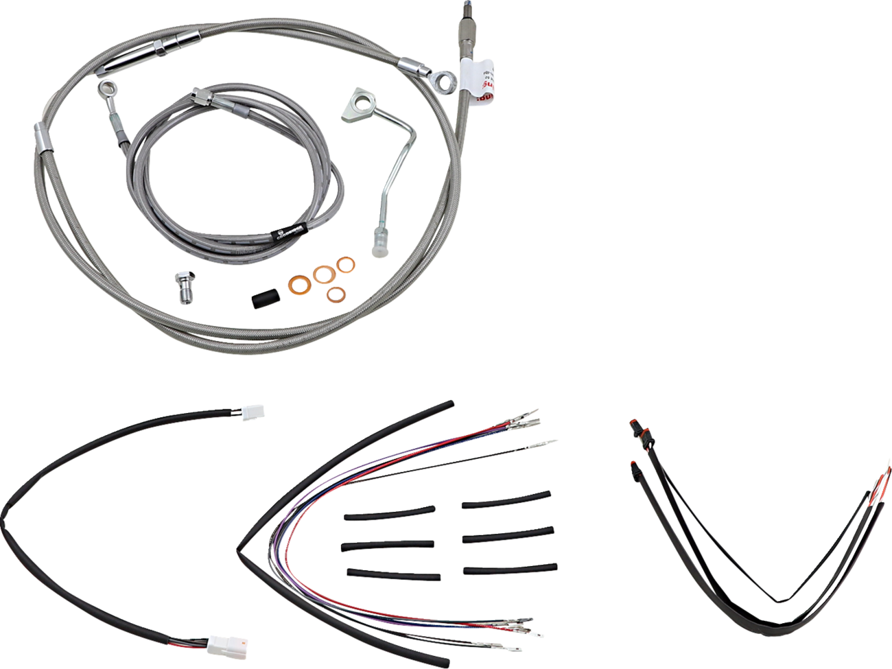 BURLY BRAND Complete Stainless Braided Handlebar Cable/Brake Line Kit - 16" Ape Hangers / '14-'16 FLHR 0610-2063