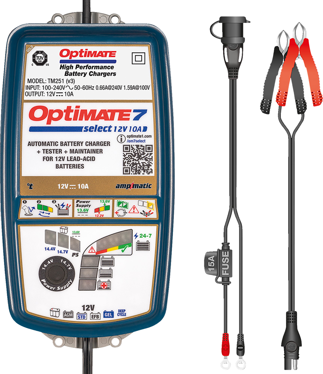 TECMATE OptiMate™ 7 Select Battery Charger and Maintainer - Battery Charger/Maintainer 3807-0395