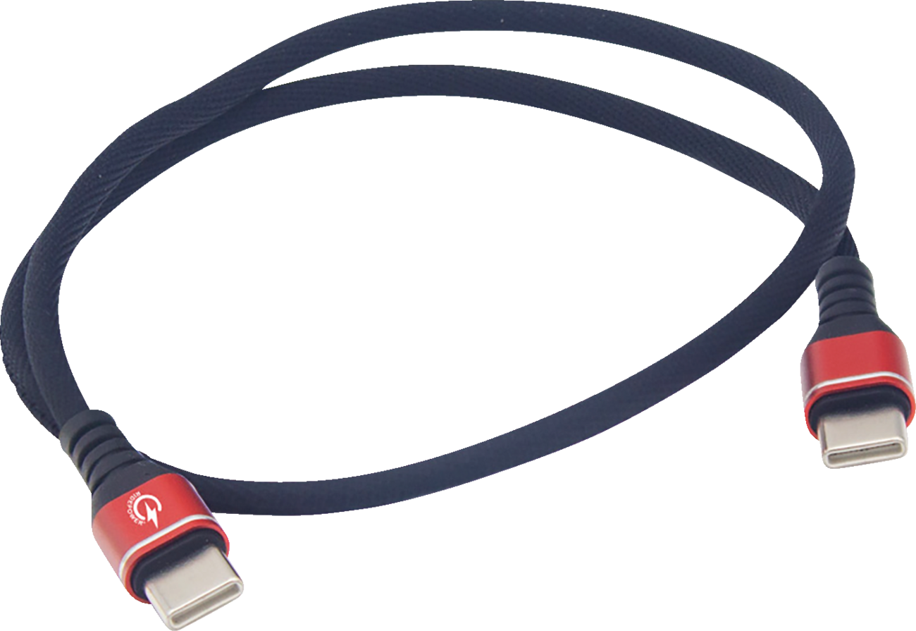 RIDEPOWER 24" Male USB-C to Male USB-C Data and 3.0 Fast Charging Phone Charger Cable - Male USB-C to Male USB-C Cable / Phone / Fast/Charger / 24" / Black/Red 3807-0712