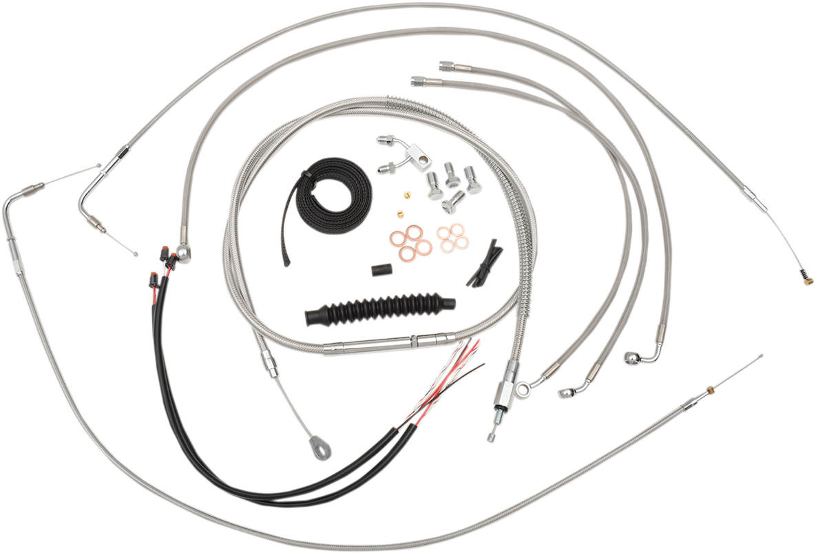 LA CHOPPERS Complete Stainless Braided Handlebar Cable/Brake Line Kit — Cable Kit
