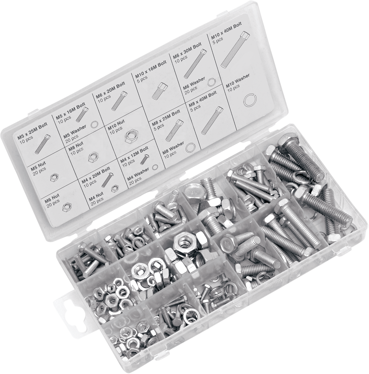 PERFORMANCE TOOL Bolt-Nut-Washer Assortment - Metric Nut/Bolt Assortment 240-Piece 2402-0095
