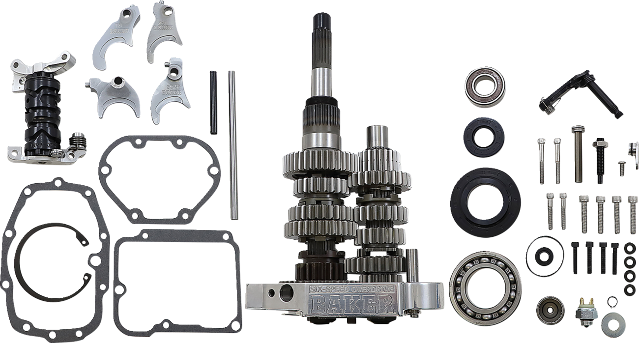 BAKER DRIVETRAIN Gear Set - Overdrive/6-Speed / Polished / Softail/Dyna/FXR 1103-0043