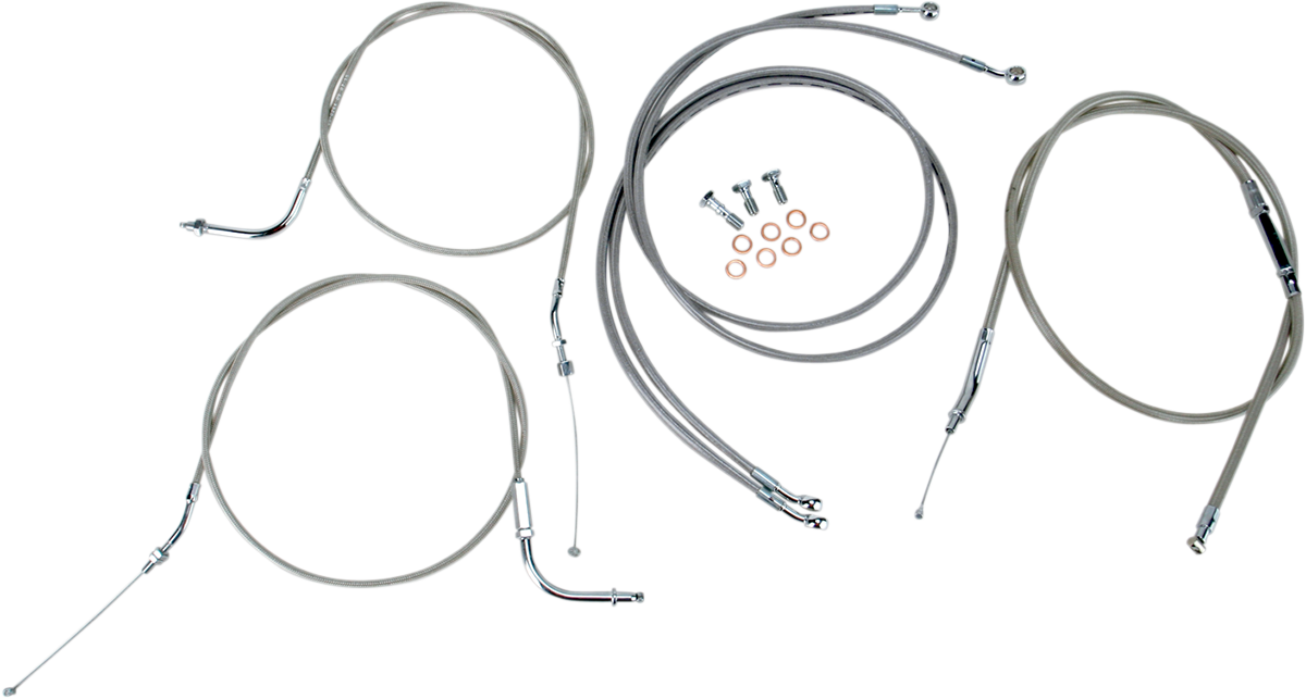 BARON Stainless Handlebar Cable/Line Kit - 12"-14" / '04-07 Roadstar 0650-1001