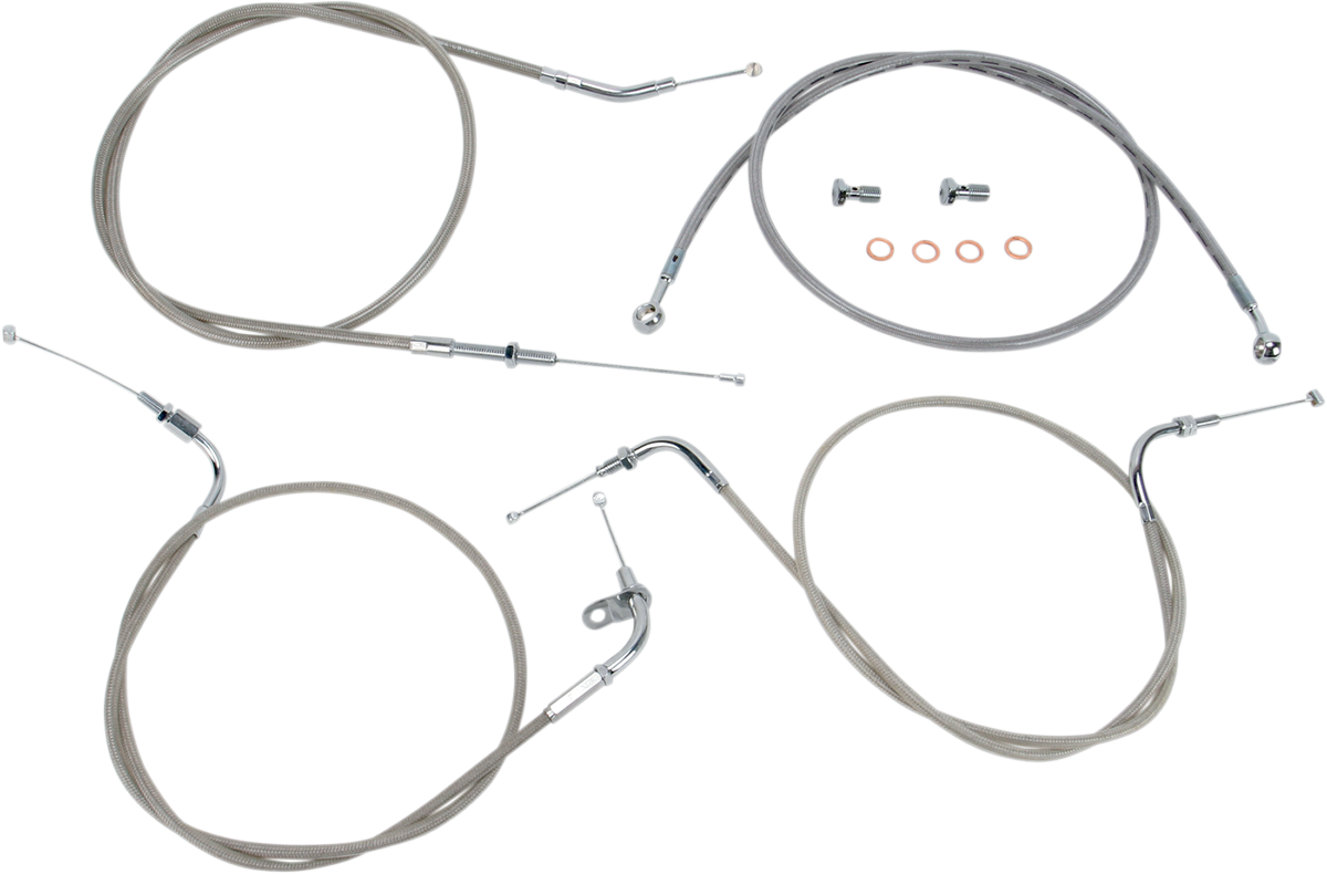 BARON Stainless Handlebar Cable/Line Kit - 12"-14" / XVS650CL / Stainless Steel 0650-0999